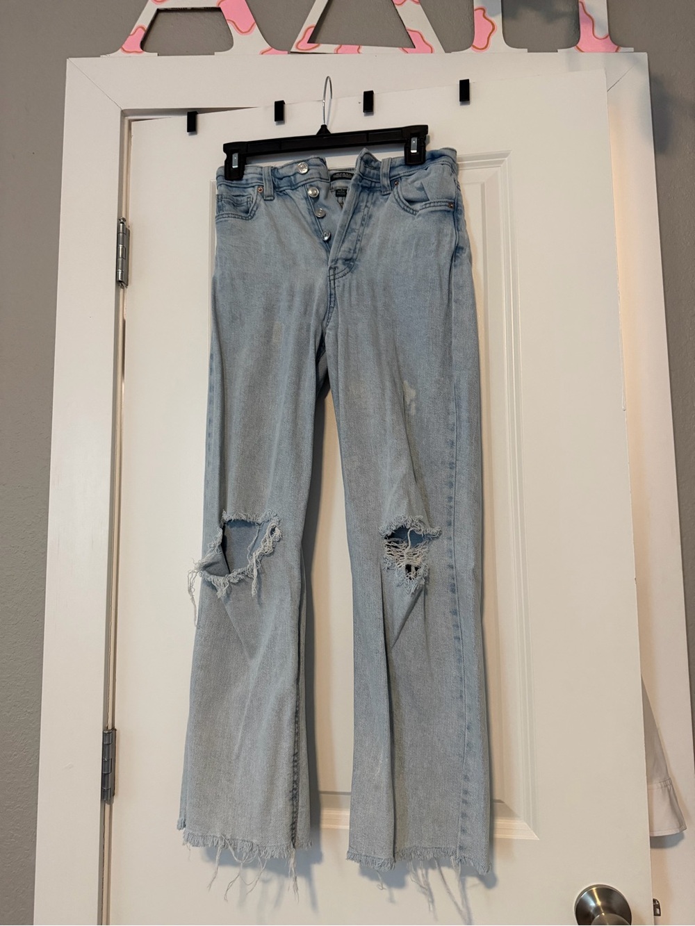 wild fable Light Wash Distressed Wide-Leg Jeans
